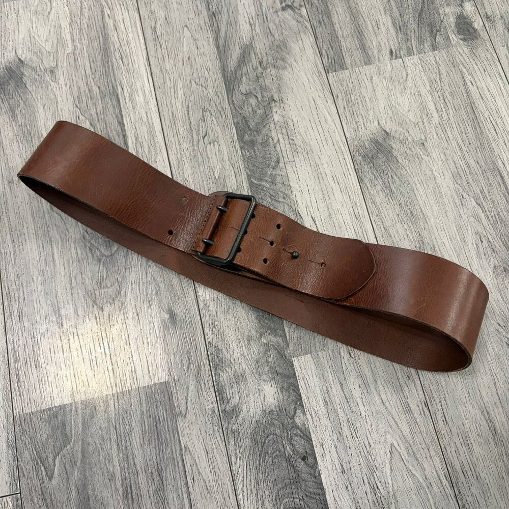 Burberry Brown Leather Belt Sz 80 Made in Italy